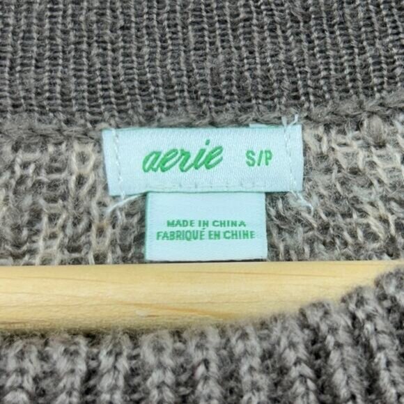 Aerie Brown Animal Leopard Print Oversized Crew Neck Knit Sweater Small Cozy - Picture 5 of 6